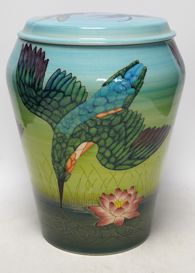 Sally Tuffin (British, b.1938) for the Dennis China Works, a limited edition 'Kingfisher' vase and cover, painted by Heidi Warr, No. 10/50, dated 2002, 29cm. Condition - good, crazing visible